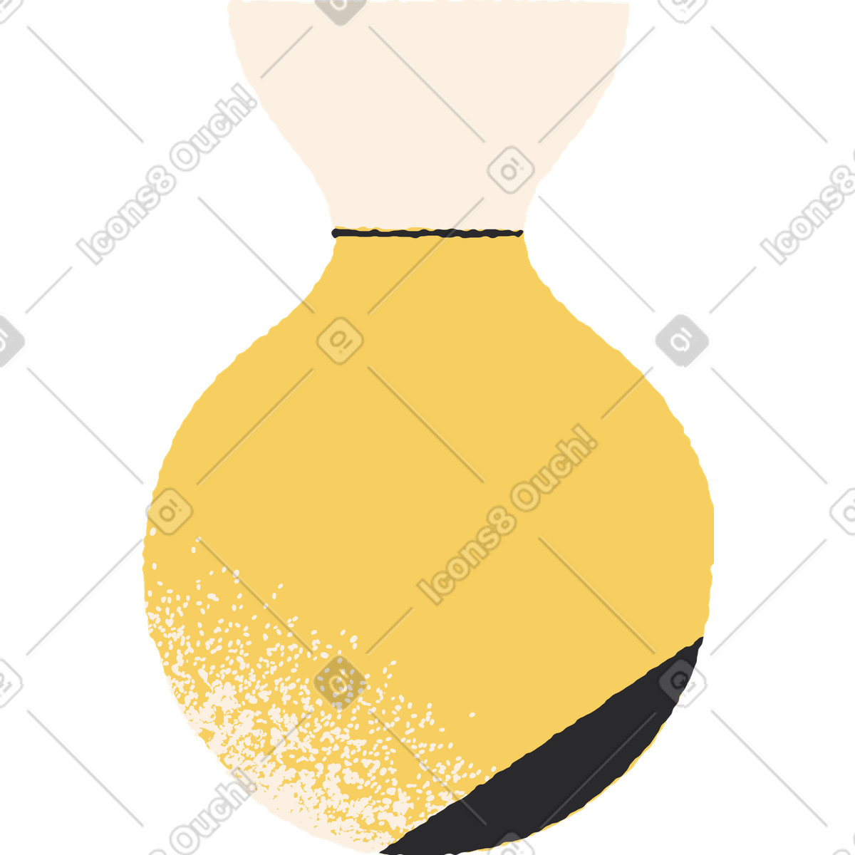 Pablo スタイルの 黄色い花瓶 のイラストをPNG、SVG形式でダウンロード