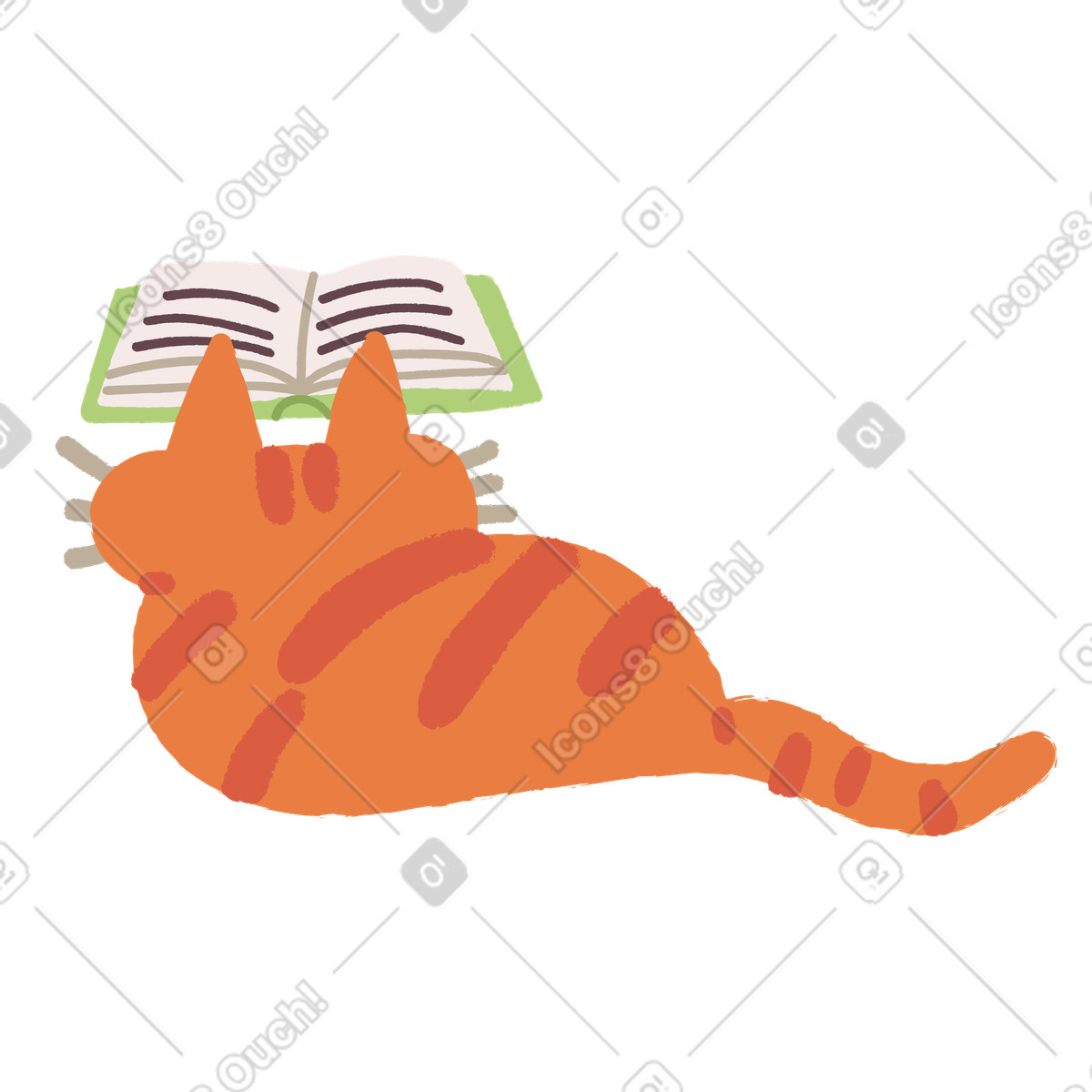 Pet cat reading a book illustration in Ginger style download in PNG, SVG