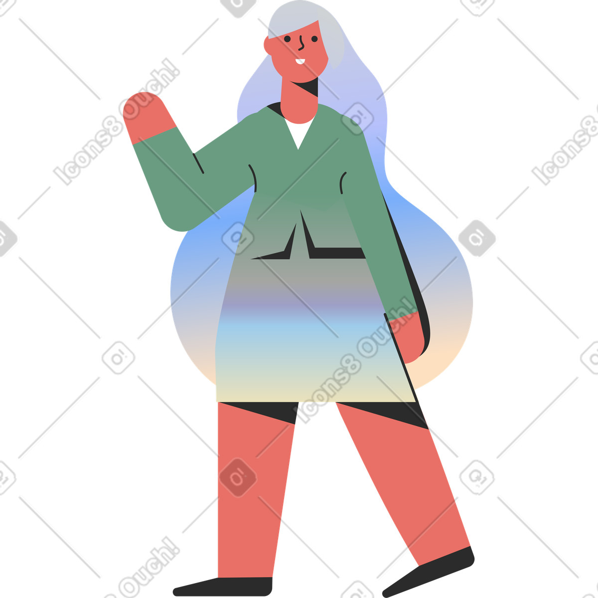 Woman in a suit illustration Marginalia style download PNG, SVG