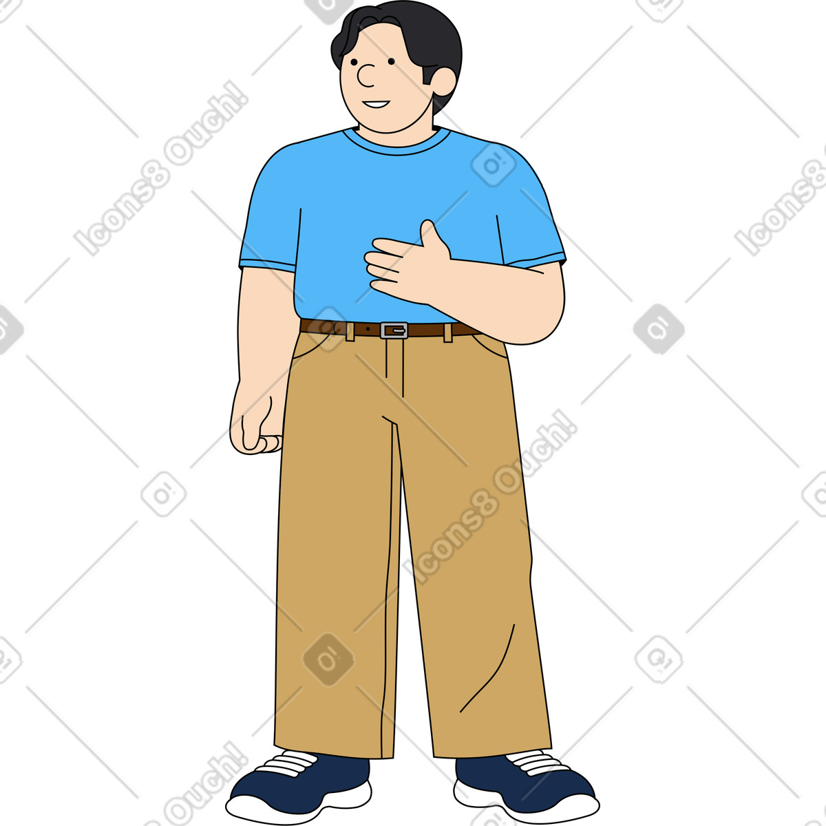 Ilustración Hombre hablando de algo en estilo Kindy a descargar en PNG y SVG