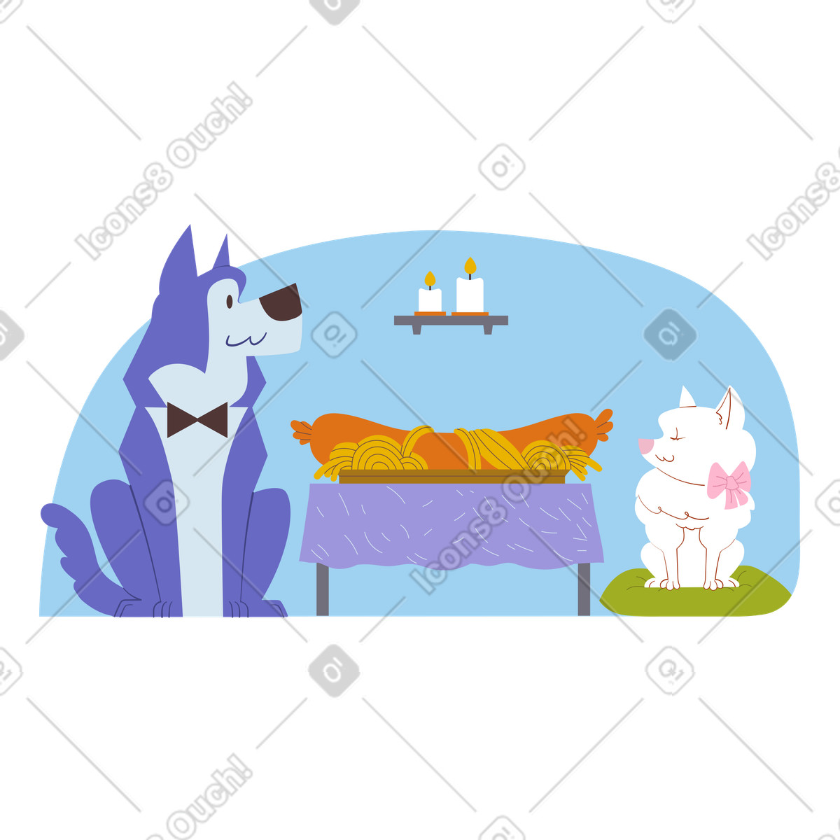 Hunde bei einem date-Illustration in PNG, SVG