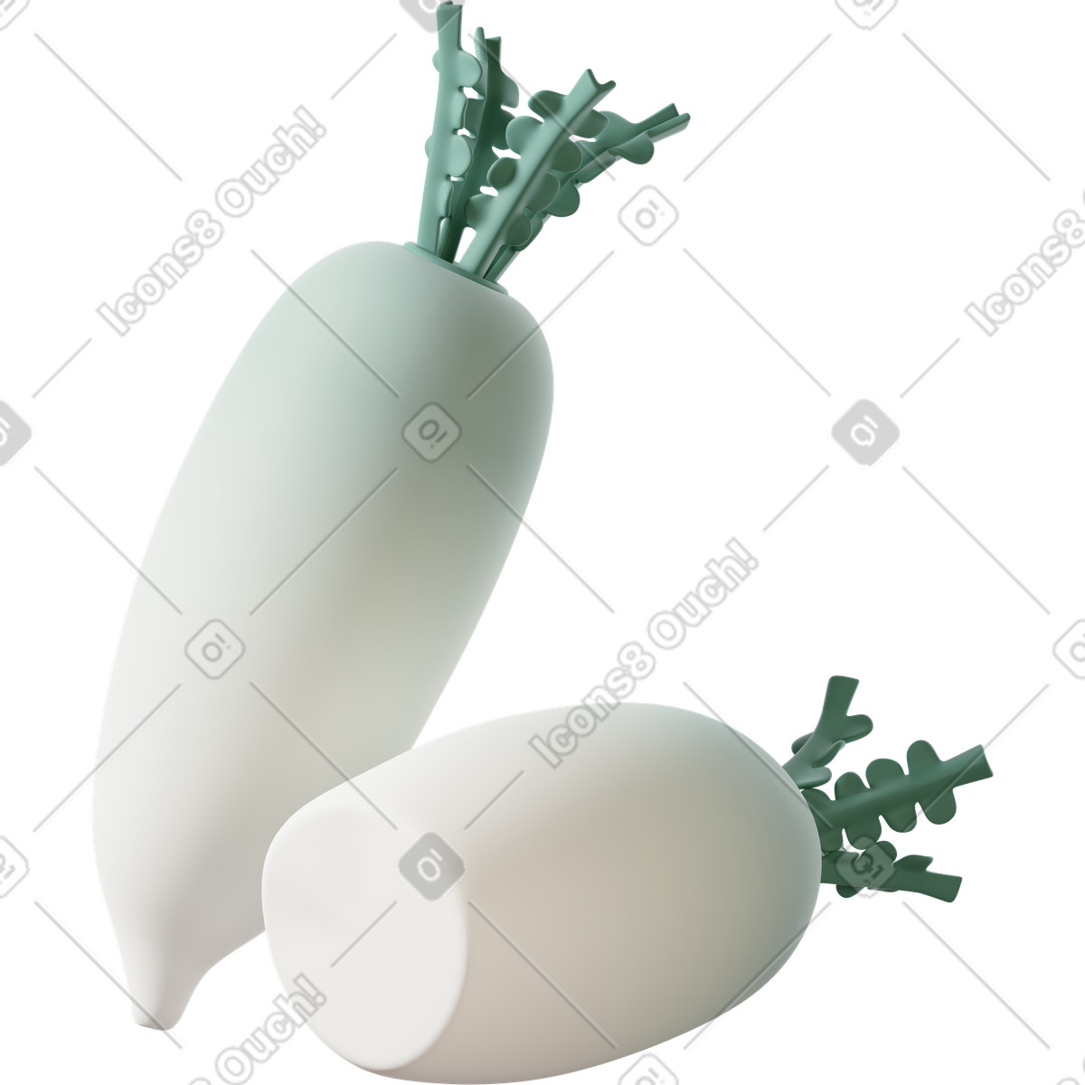Ilustração de White daikon em no estilo 3D Casual life para baixar em PNG, SVG
