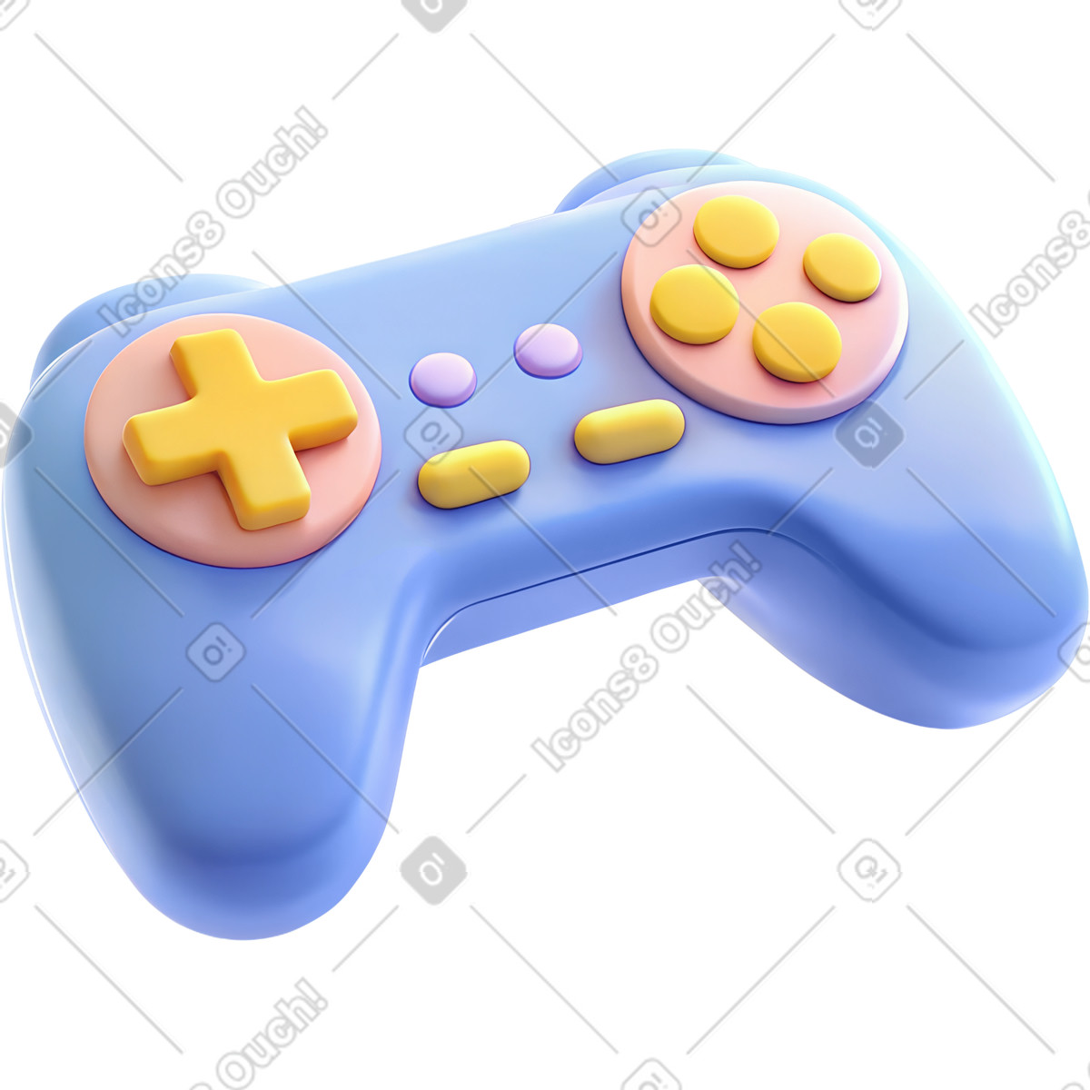 Illustration Manette de jeu en plastique bleu dans le style 3D Cutie à télécharger aux formats PNG, SVG