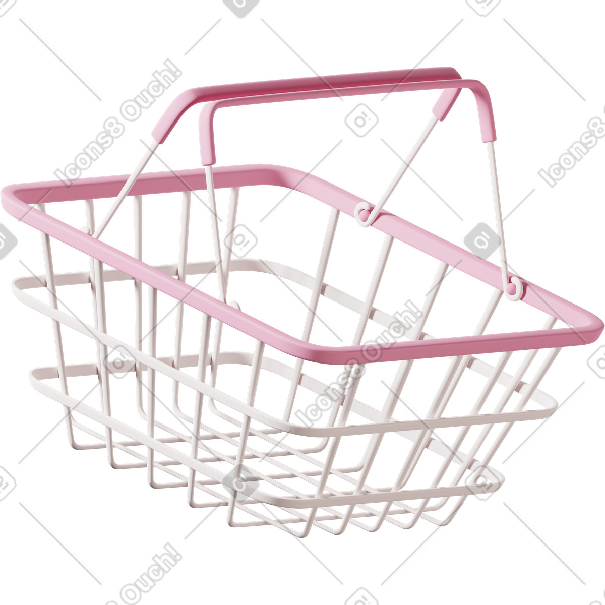Ilustração de Three quarter view of metallic shopping basket em no estilo 3D Casual life para baixar em PNG, SVG