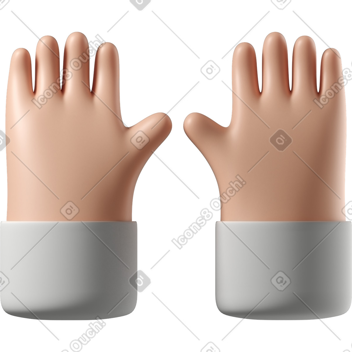 Alzando le mani di pelle bianca illustrazione in stile 3D Hands Fun&Wild scarica in PNG, SVG