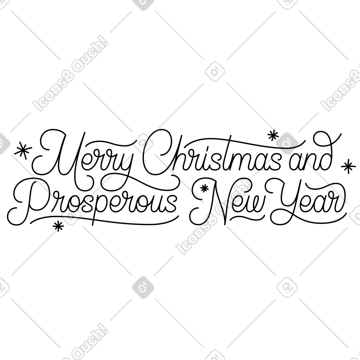 Lettering buon natale e prospero anno nuovo con testo di fiocchi neve illustrazione in stile scarica in PNG, SVG