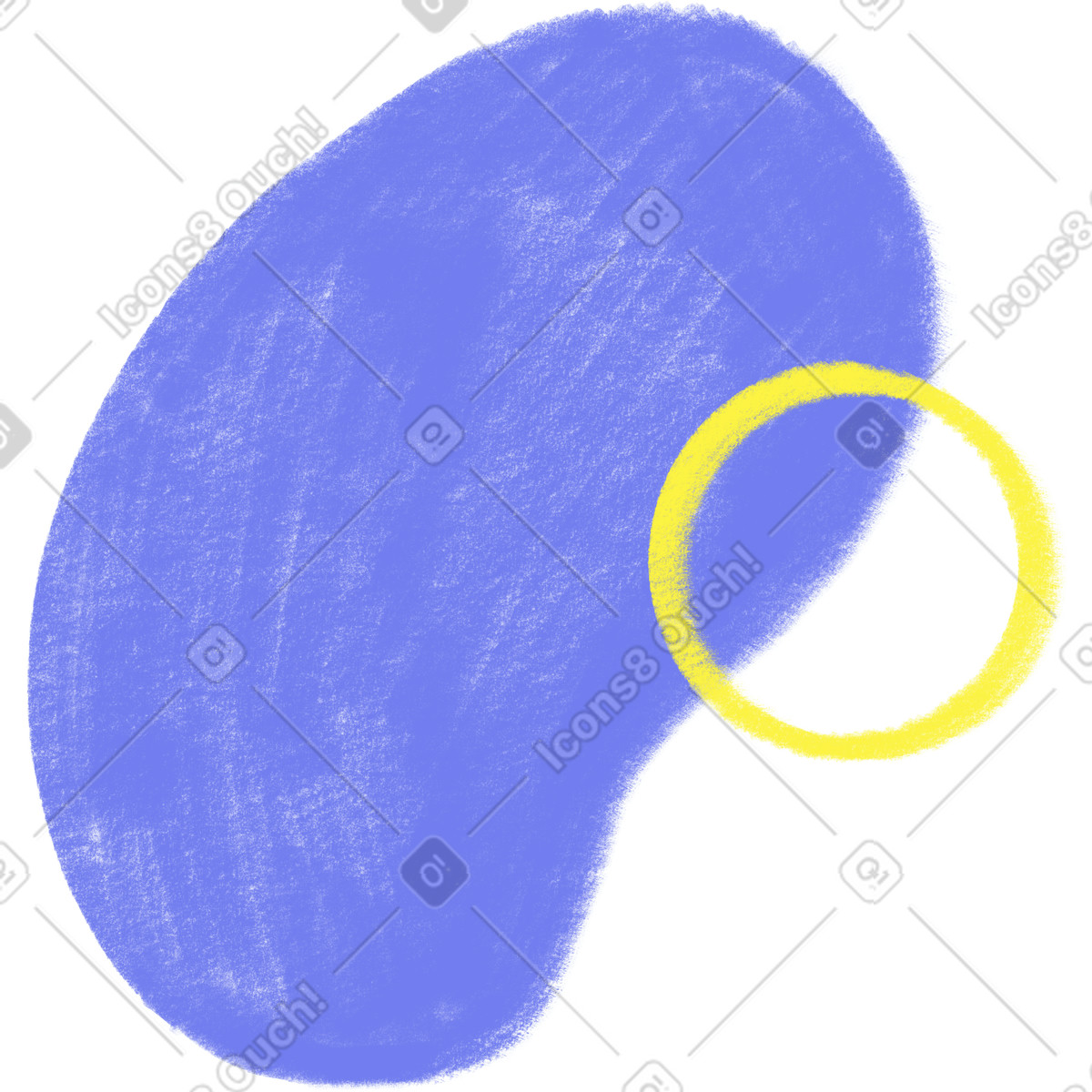 Blue oval with a yellow circle illustration in Doodle style download in PNG, SVG