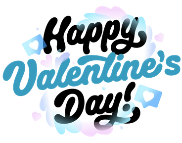 Valentine's themed text with hearts and pastel colors - Airy style illustration