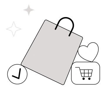 A shopping cart, clock, and heart icons - Shade style illustration