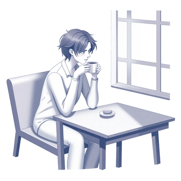 A sleepy person in pajamas savoring their morning espresso