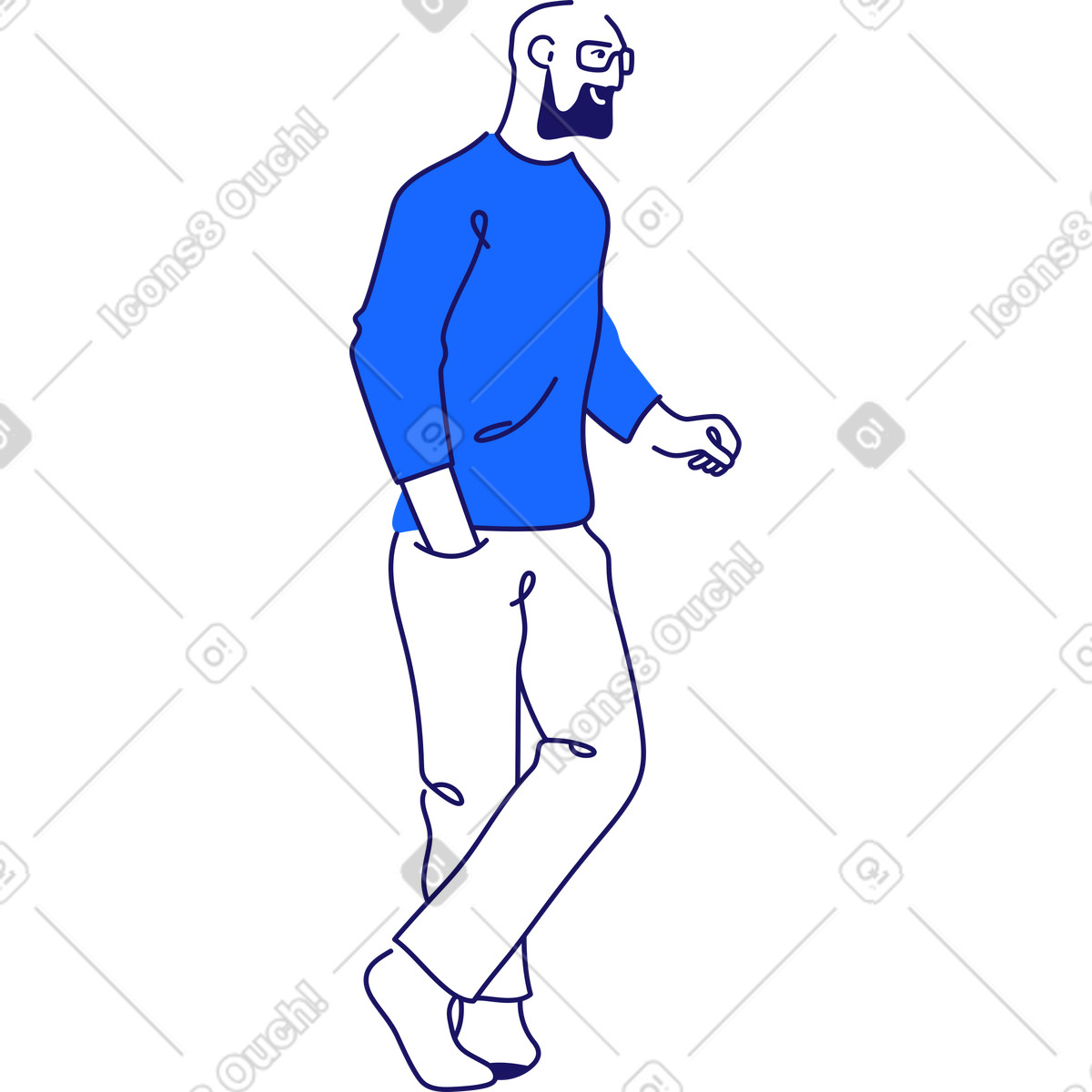 Standing man illustration in Matey style download in PNG, SVG