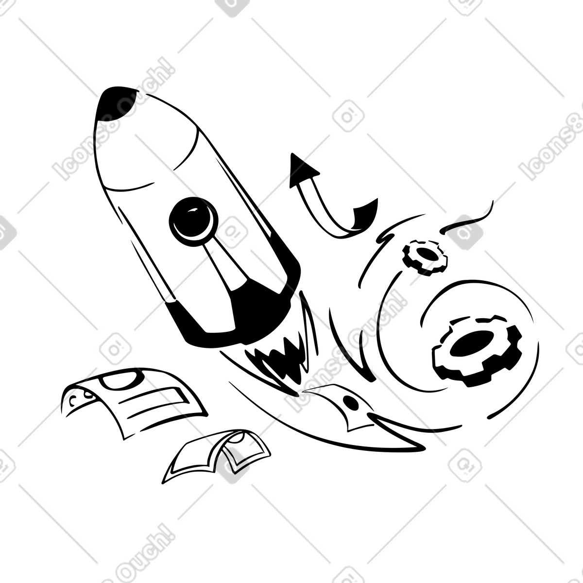 Ilustração de Startup rocket launch em no estilo Line para baixar em PNG, SVG