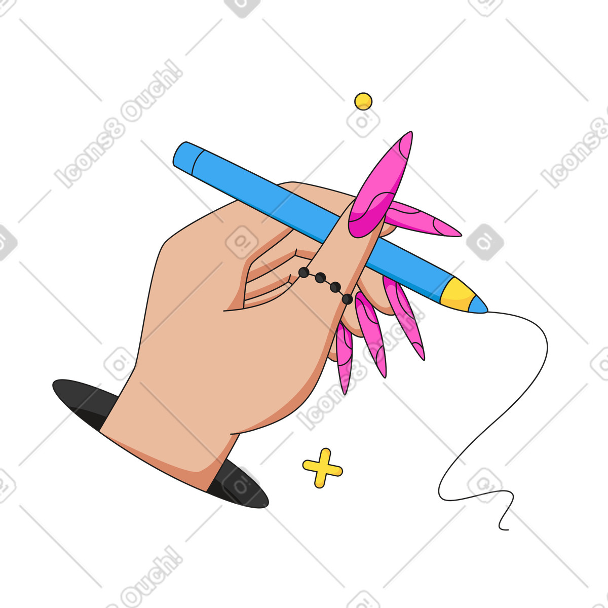Ilustração de Mão com um lápis em PNG e SVG