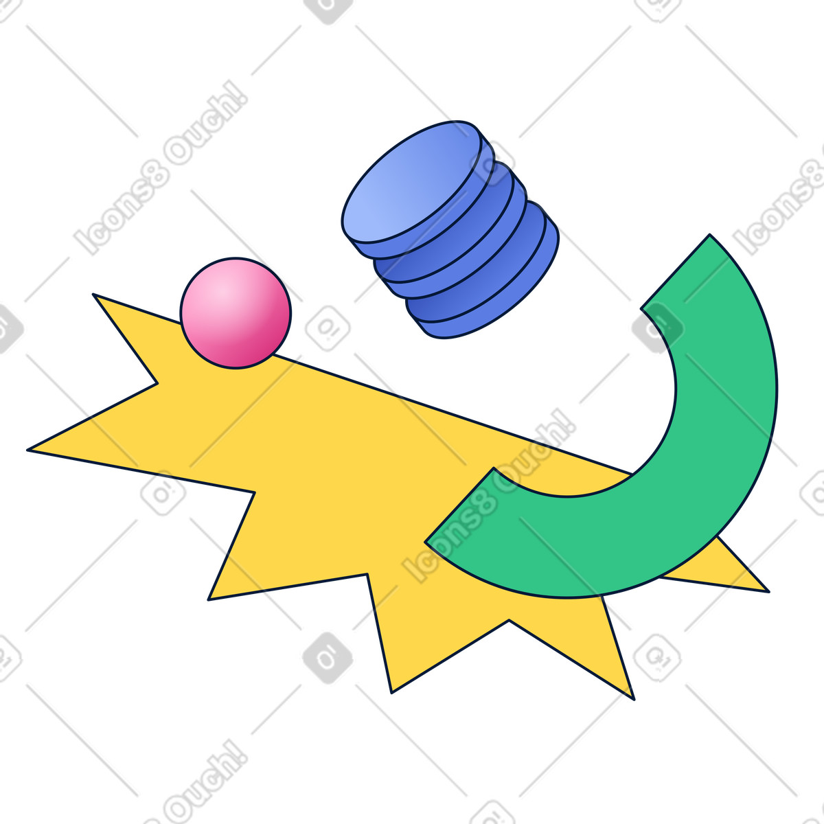 Abstract forms and shapes illustration in PNG, SVG
