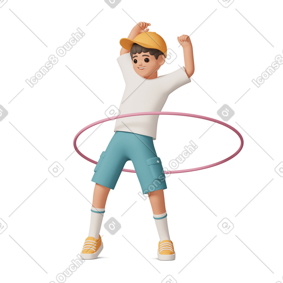 Little boy with hula hoop illustration in 3D Casual life style download in PNG, SVG