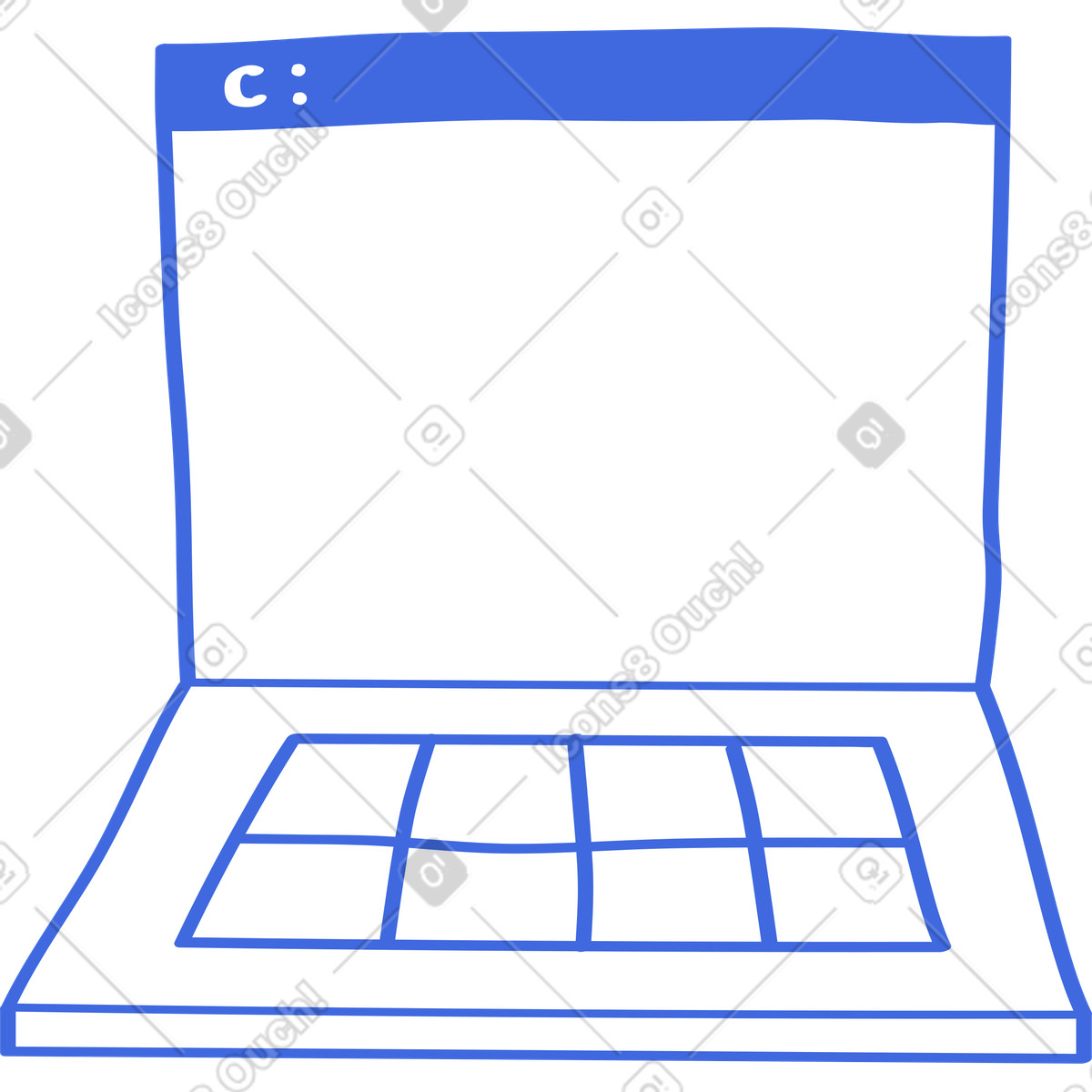 Иллюстрация Laptop computer with blank screen and simple keyboard line drawing в стиле Ballpoint Pen — скачать в форматах PNG, SVG