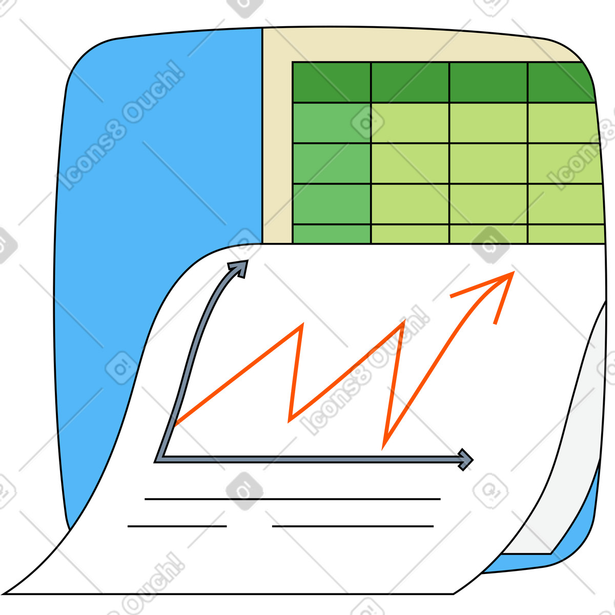 Tabelle und diagramm-Illustration im Kindy-Stil als Download in PNG, SVG