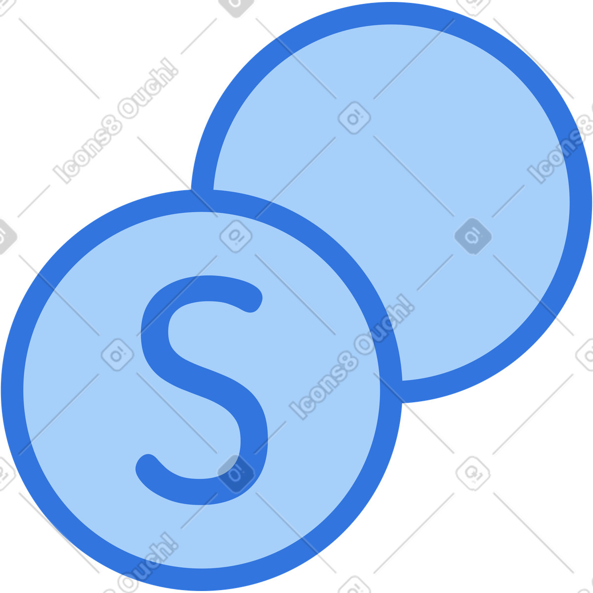 Ilustración Icono de monedas en estilo Sky a descargar en PNG y SVG