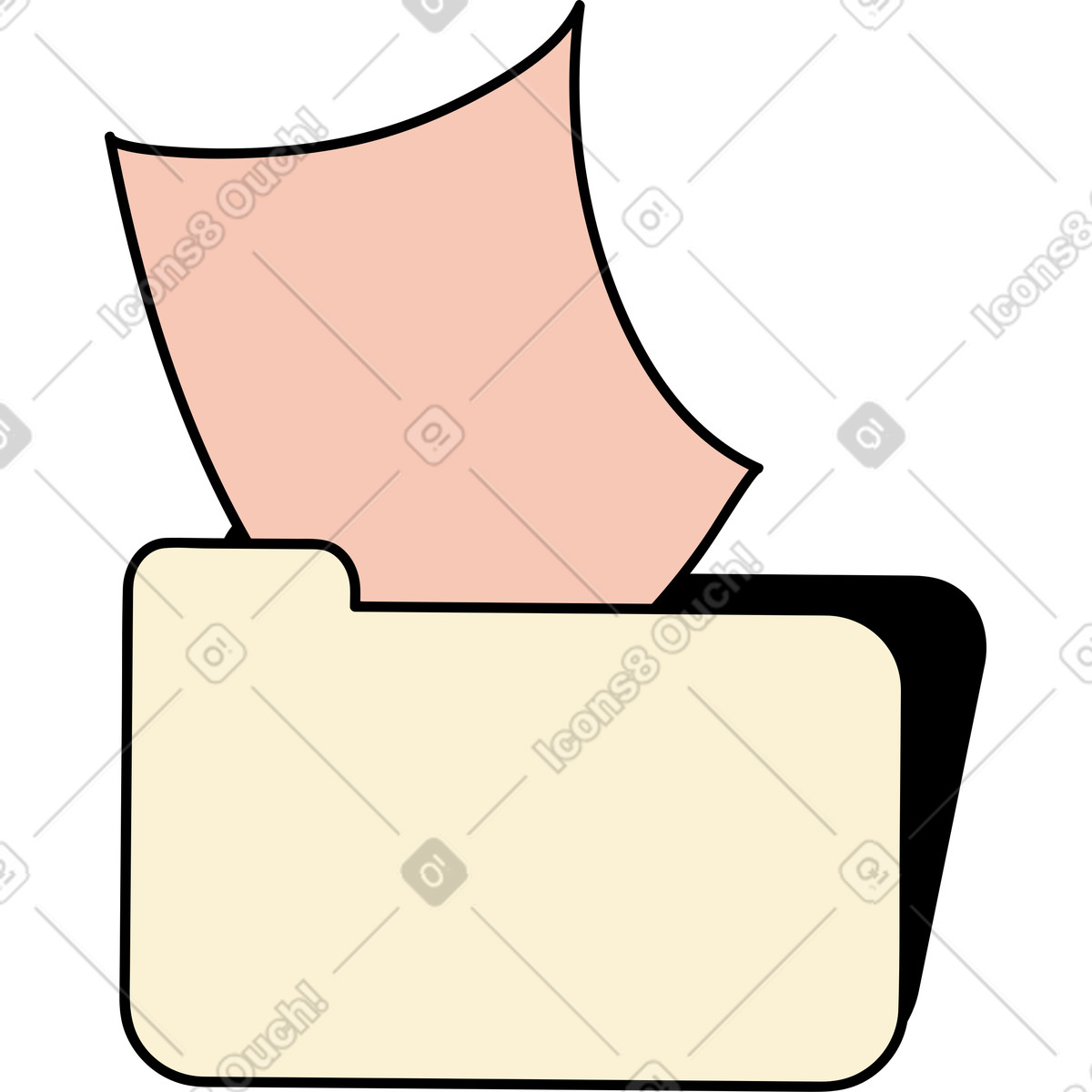 Ilustração de Pasta com folha papel em no estilo Jelly para baixar em PNG, SVG