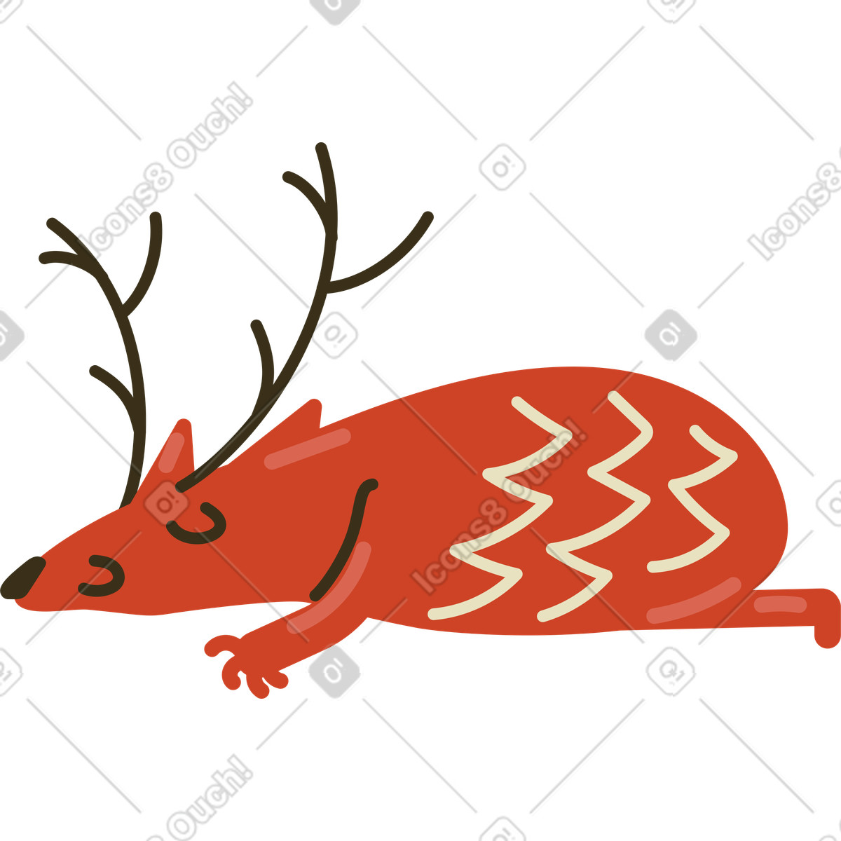 下载 Arabica 风格的 Sleeping deer 插画，支持 PNG、SVG 格式