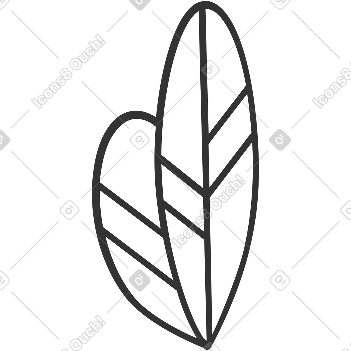 下载 Crayon 风格的 Two oval vein black outline leaves 插画，支持 PNG、SVG 格式