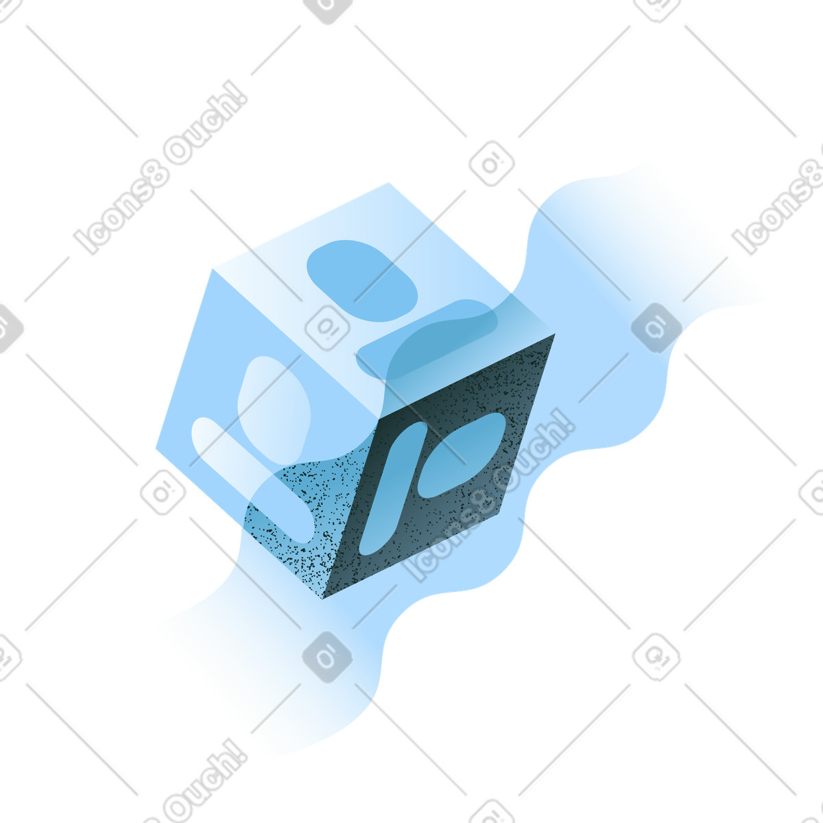 Blue cube with user avatars for teamwork and online community illustration in Concept style download in PNG, SVG