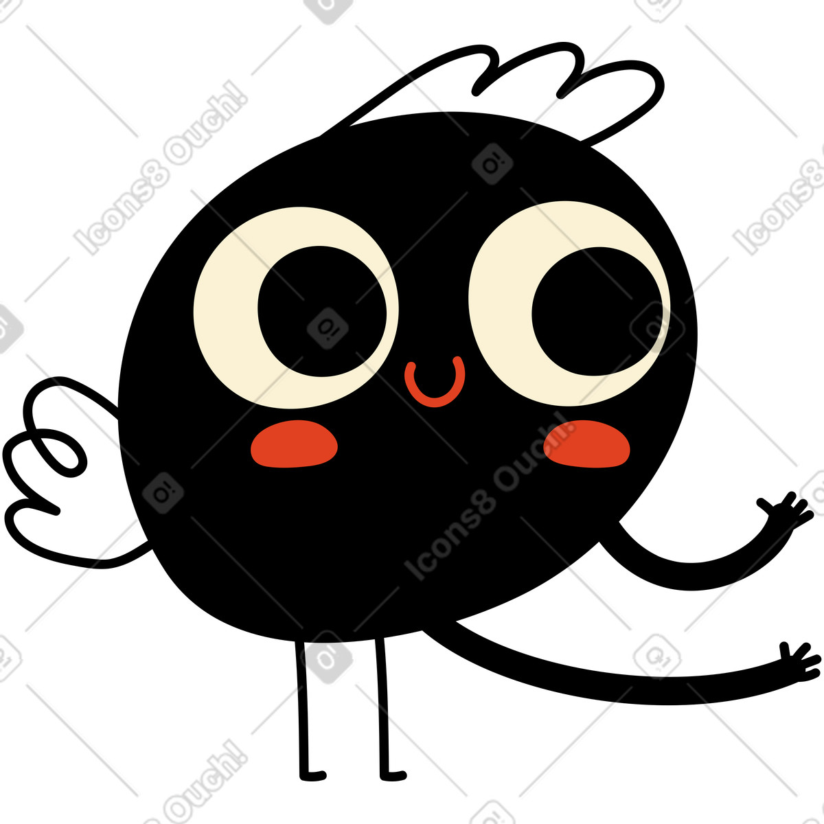Illustration Personnage noir avec un long bras dans le style Jelly à télécharger aux formats PNG, SVG