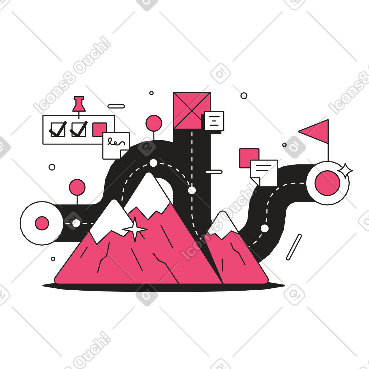 Team roadmap illustration in PNG, SVG