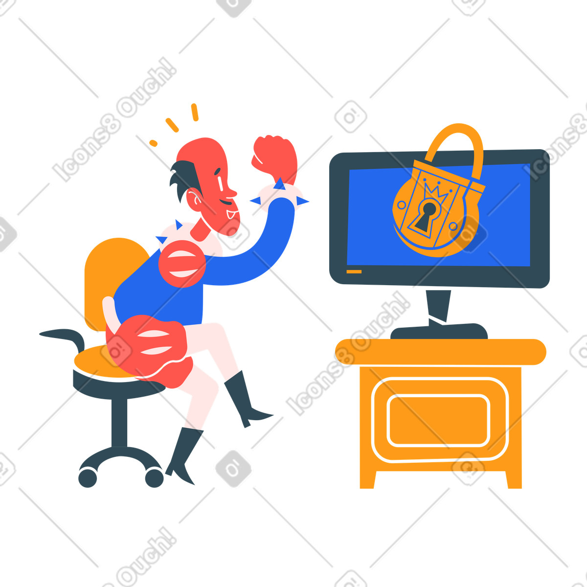 User locked out of computer, Account logout or authentication problem illustrazione in stile Kingdom scarica in PNG, SVG