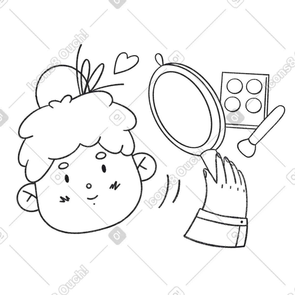 Makeup application process, Beauty and self-expression illustration in Bonbon Line style download in PNG, SVG