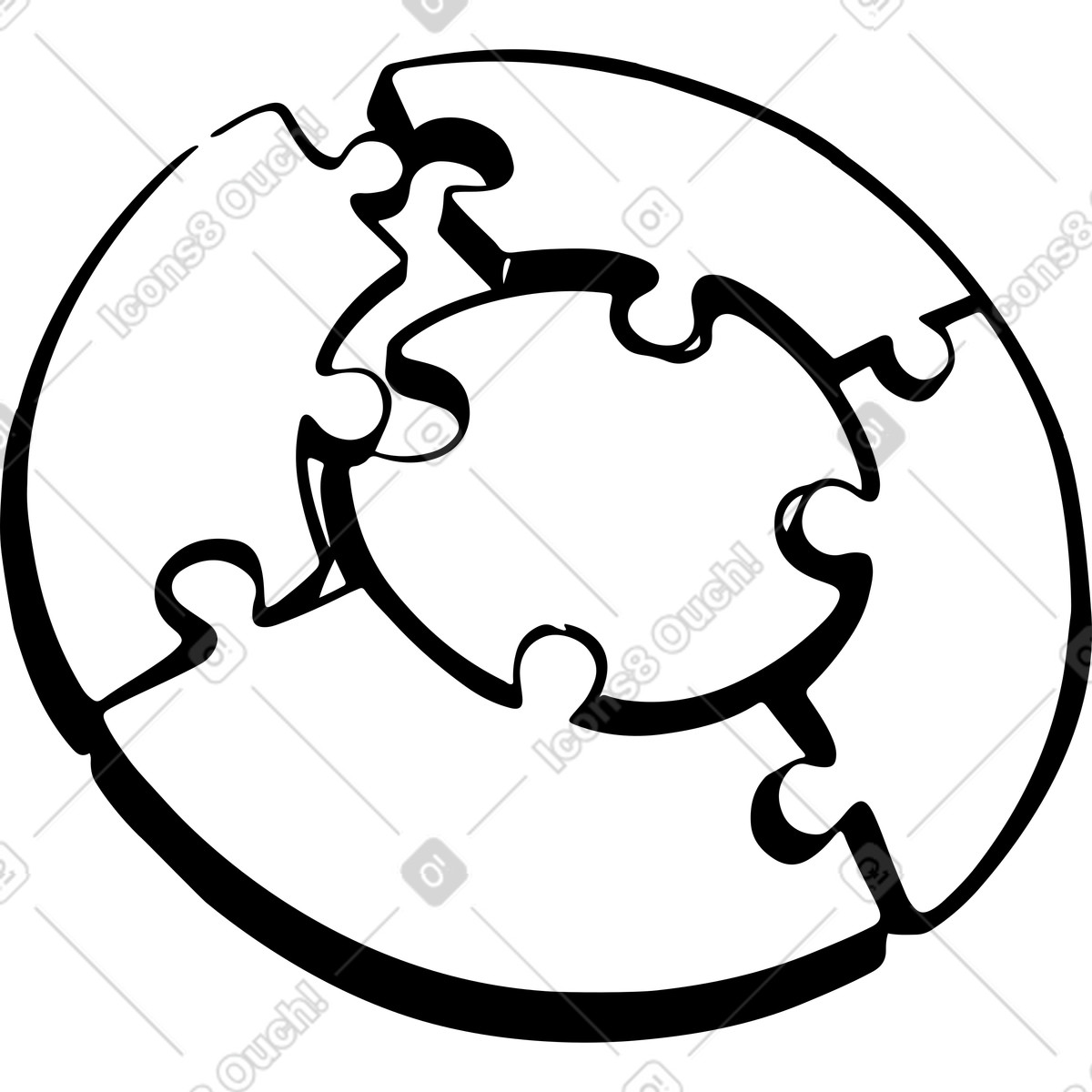 Kreisförmiges puzzle-Illustration im Line-Stil als Download in PNG, SVG