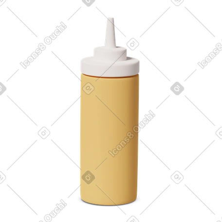 3D Mustard bottle illustrazione in stile Oggetti Casual life scarica in PNG, SVG