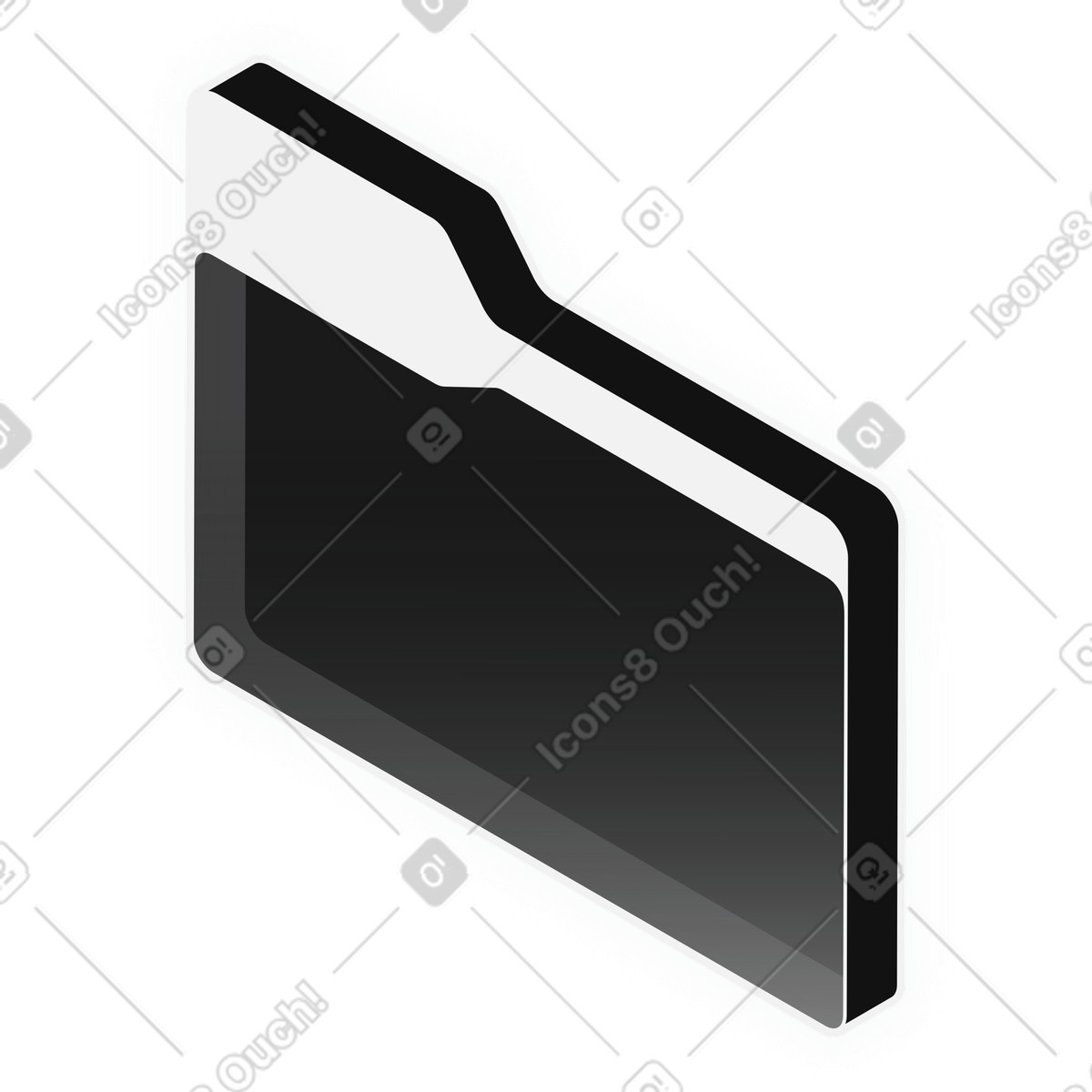 Black isometric documents folder illustration in Inverse style download in PNG, SVG