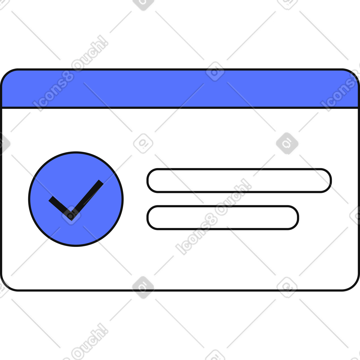 Ilustración Checkmark confirmation window showing successful form submission status notification message en estilo Main a descargar en PNG y SVG