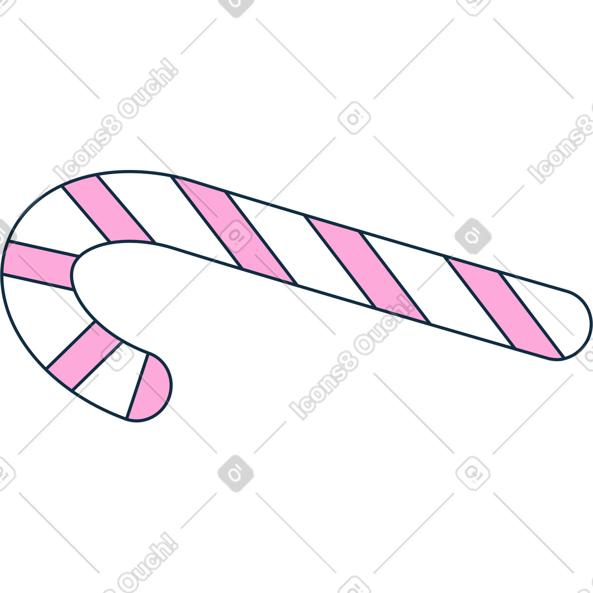 Christmas candy cane illustration in Bubble gum style download in PNG, SVG