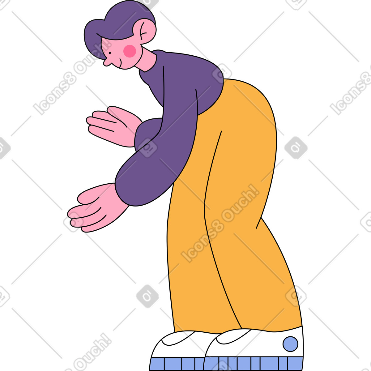 Bent over man holding something illustration in Bloom style download in PNG, SVG