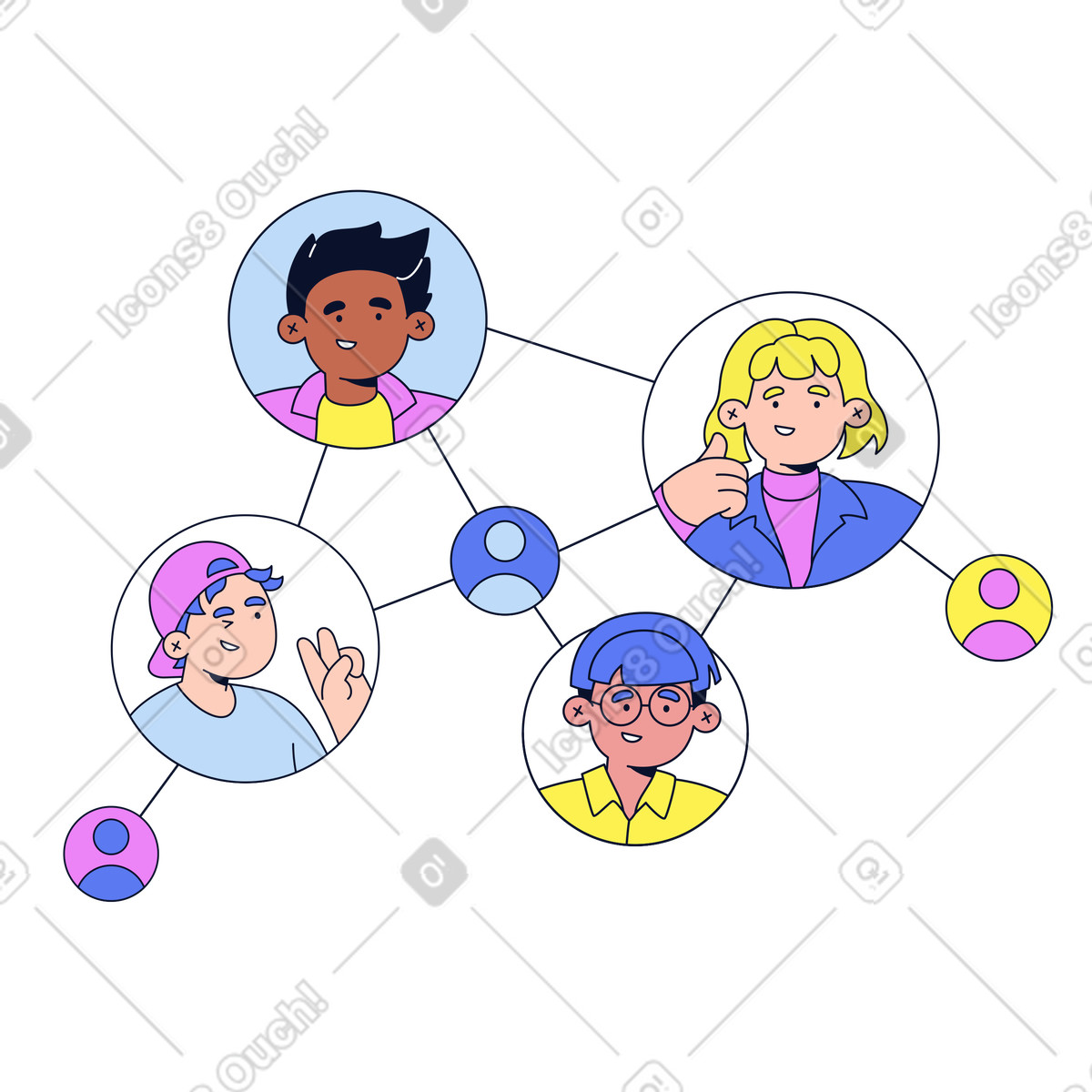 Network illustration in PNG, SVG, GIF formats