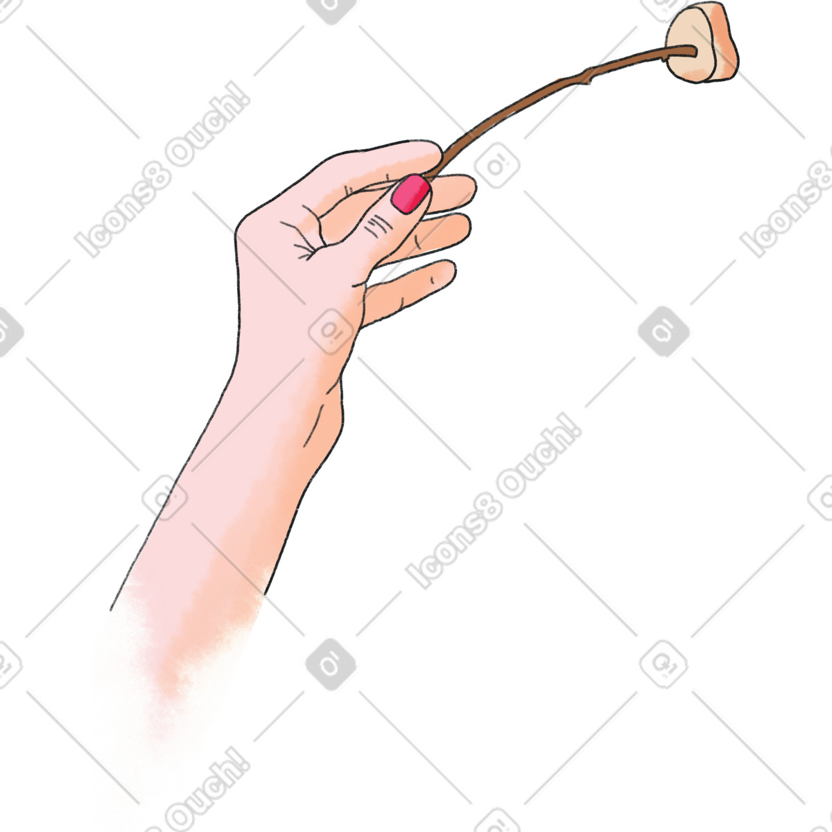 Ilustração de Left hand holds a marshmallow stick em no estilo Moments para baixar em PNG, SVG