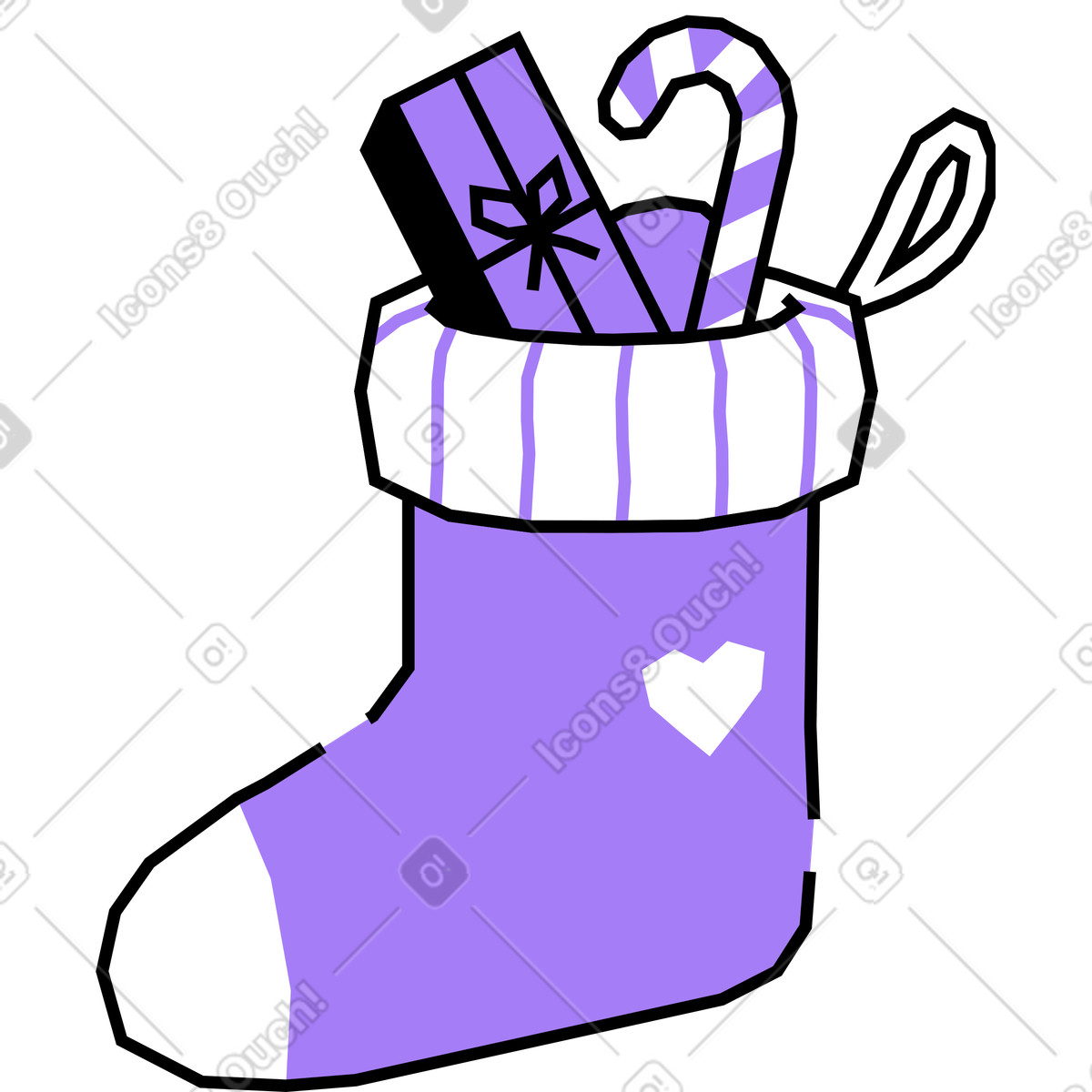 Sock for gifts illustration in Amethyst style download in PNG, SVG