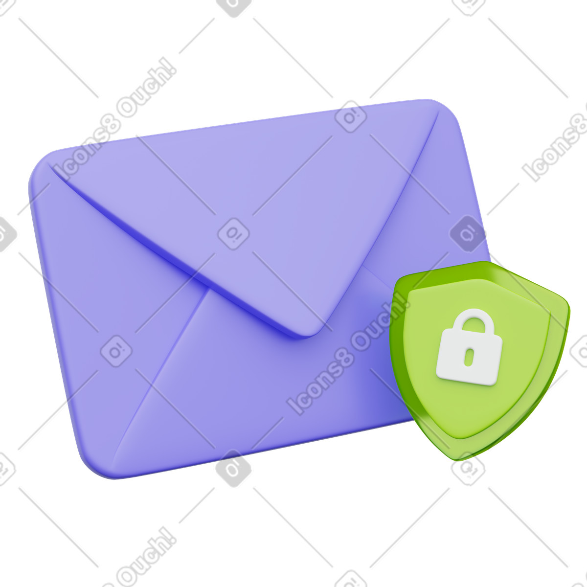 Secure email protection with envelope and shield lock icon illustration in 3D Playful style download in PNG, SVG