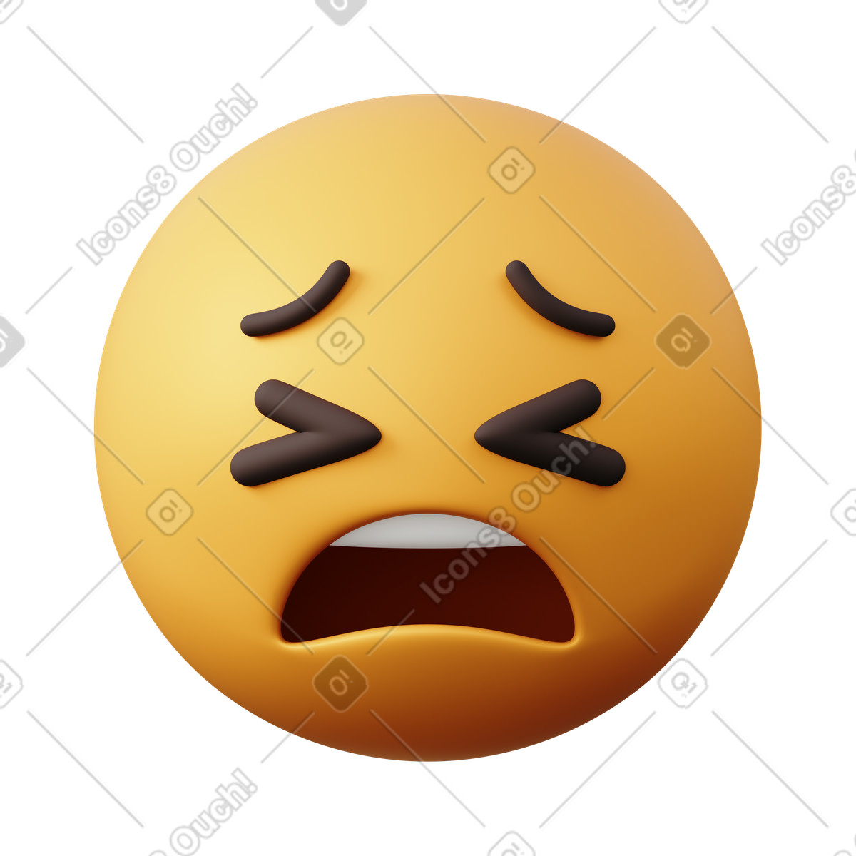 Emoji tired face illustration in 3D Sugary style download in PNG, SVG