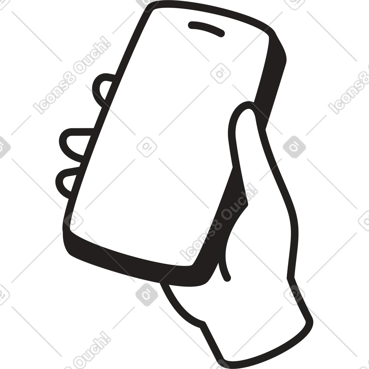 Hand hält ein telefon-Illustration im Little-Stil als Download in PNG, SVG