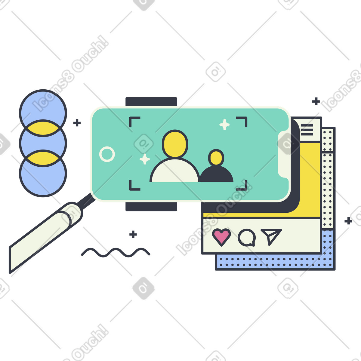 Videoblogging und erstellung von social-media-inhalten-Illustration im Abstract-Stil als Download in PNG, SVG