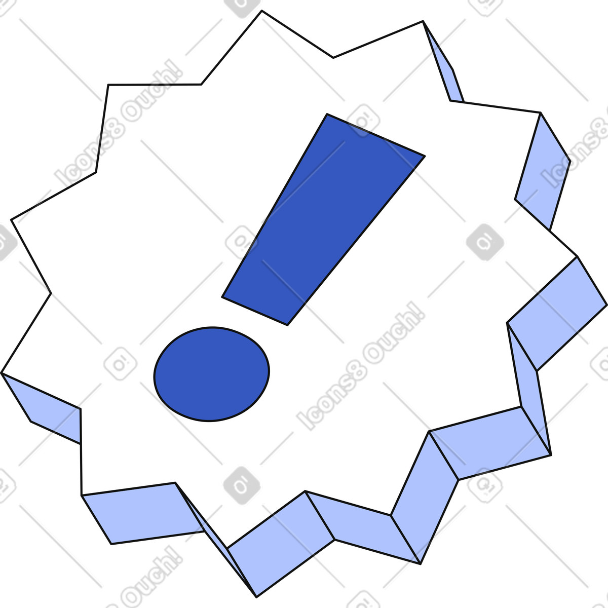Ilustración Icono de signo exclamación en estilo Techny a descargar en PNG y SVG