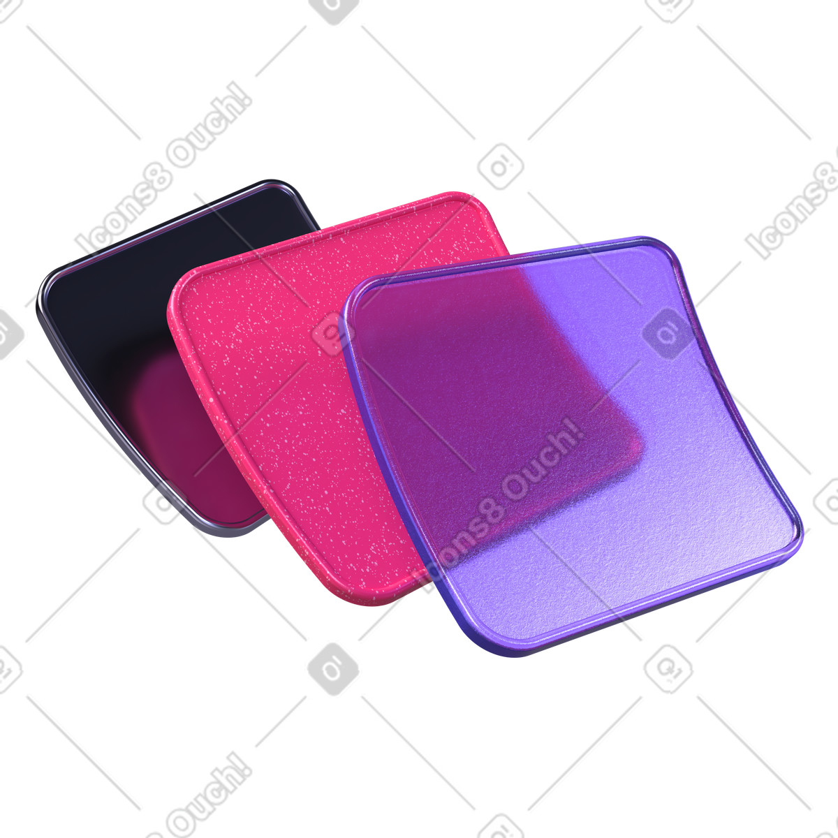 Ui components and interface depth, floating multicolor digital layers illustration in 3D Boost style download in PNG, SVG