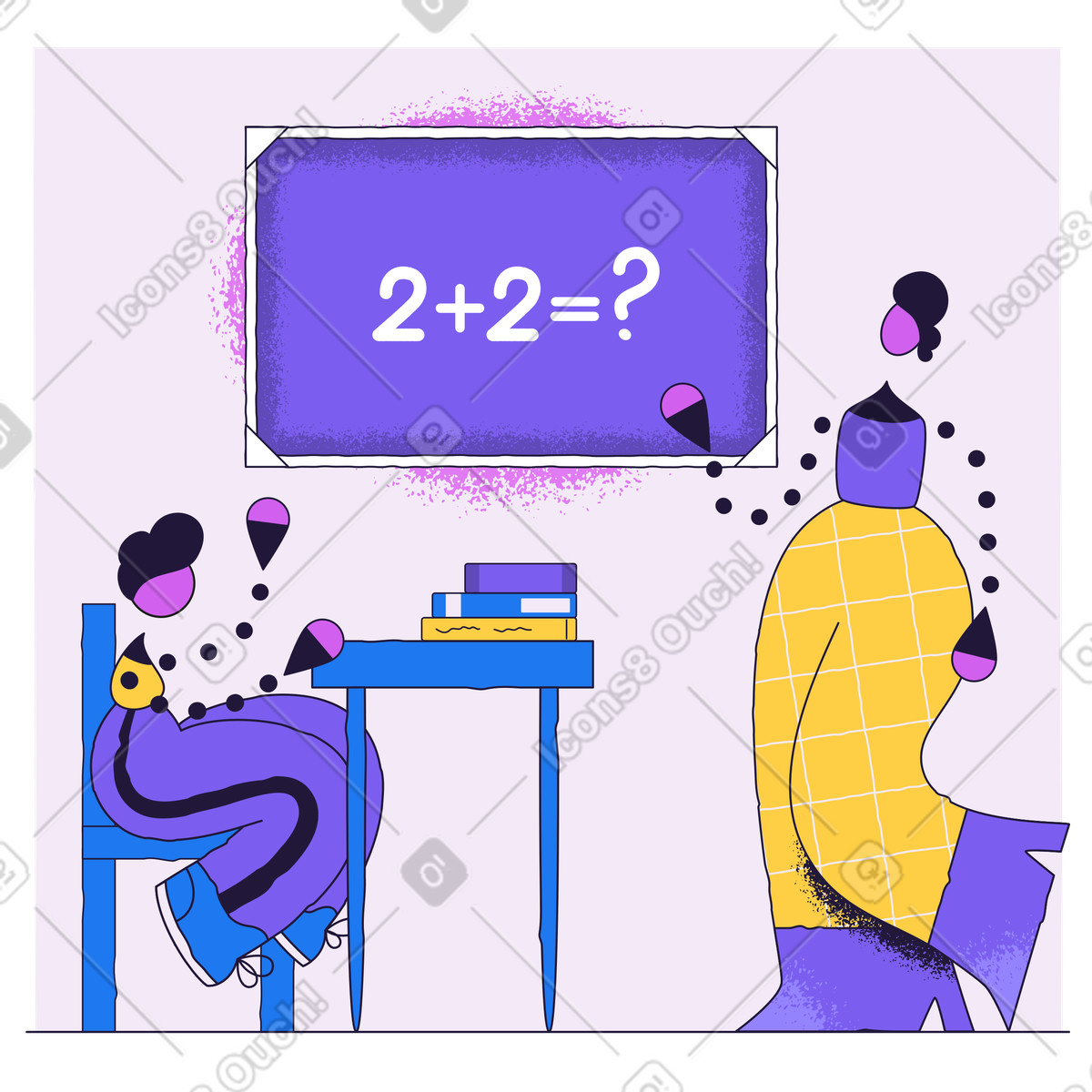 Illustration Cours de mathématiques à l'école dans le style Conifer télécharger aux formats PNG, SVG