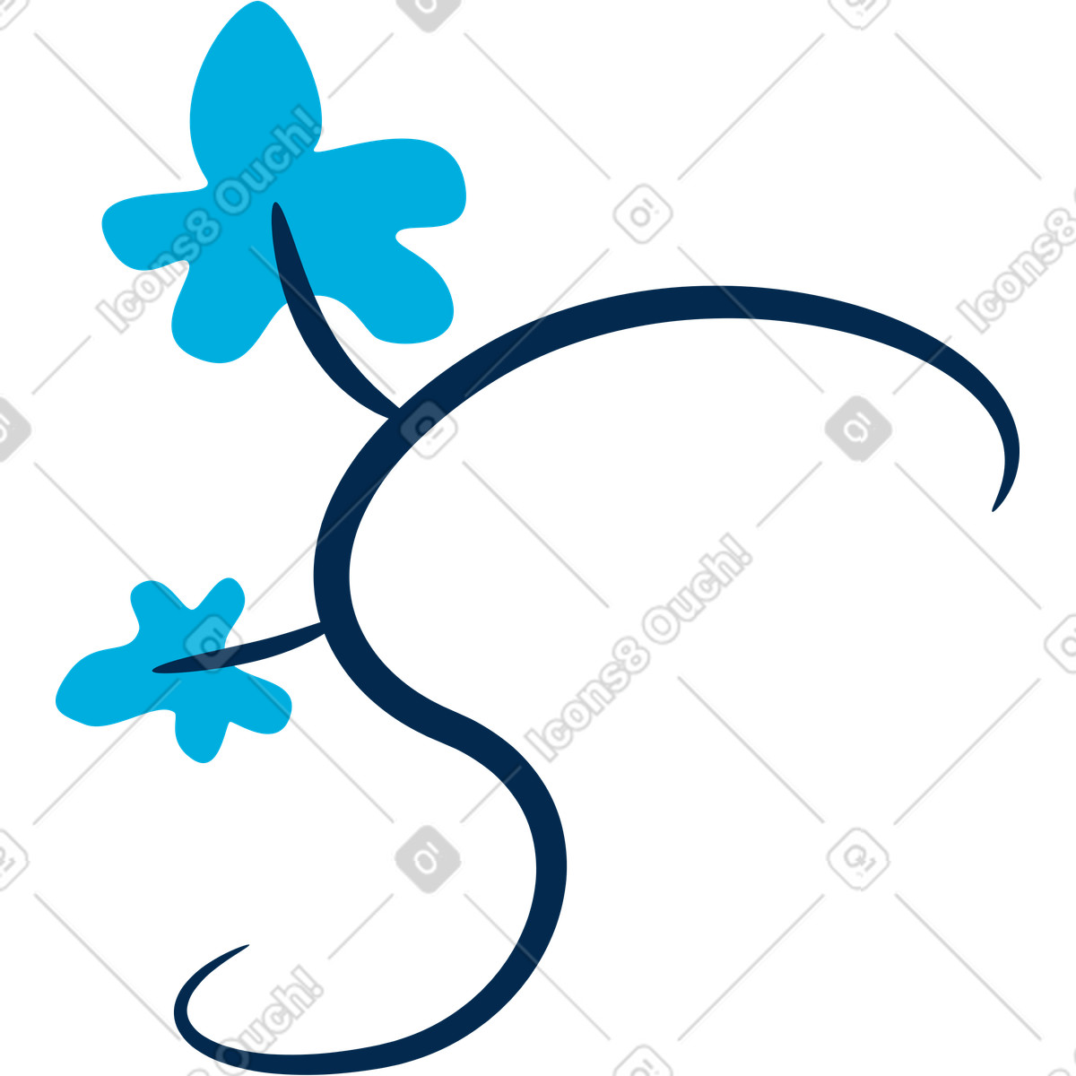 Branch with leaves illustration in Flame style download in PNG, SVG
