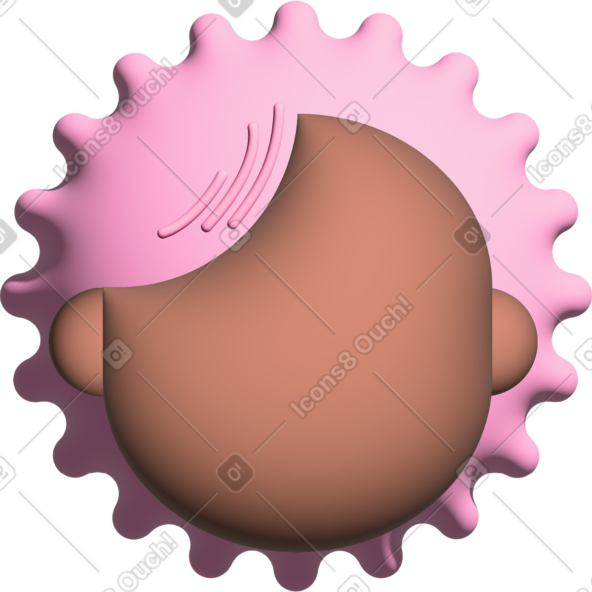 Head with curly pink hair illustration in Cartoony style download in PNG, SVG