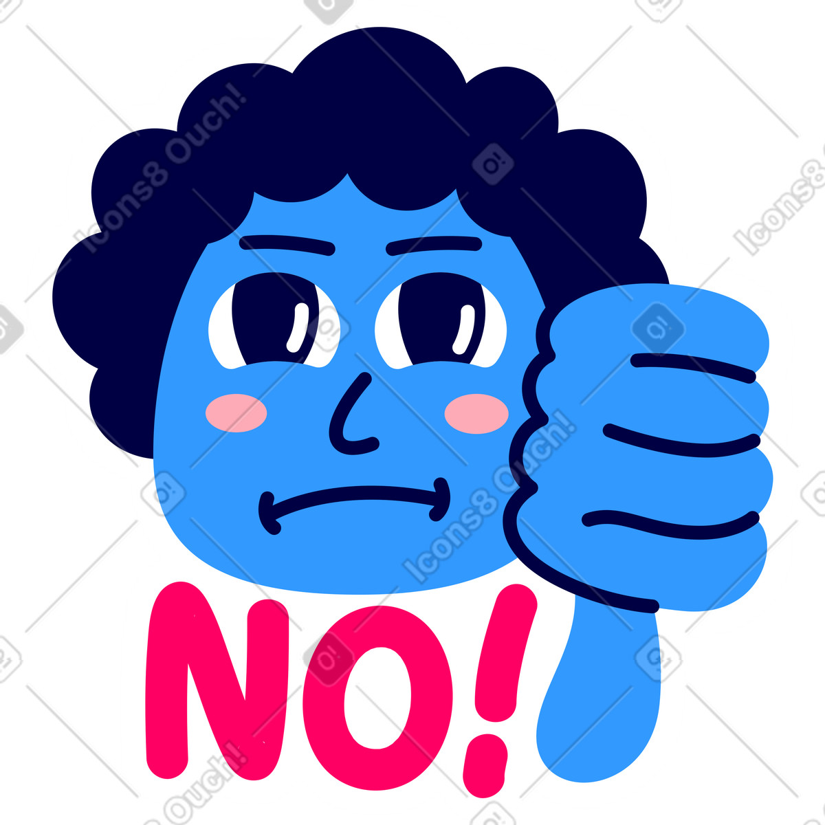 Illustration animée Lettering sticker no! dans le style Rondy Stickers à télécharger aux formats GIF, Lottie (JSON), AE