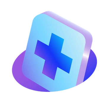 A blue and purple medical cross icon - Hi-tech style illustration